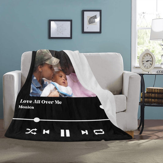 Melody Embrace: Customizable Music Player Themed Photo Throw Blanket