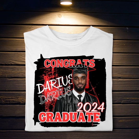 Customizable Graduation T-Shirt 3- Personalized Congratulatory Design with Photo Option