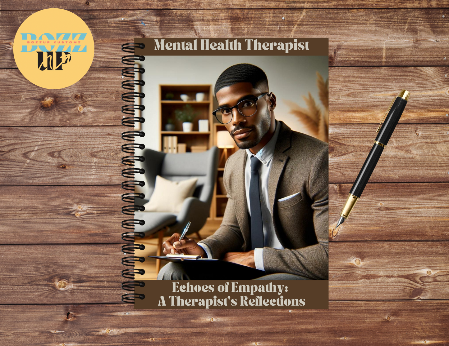Elegant semi-hard cover of the Handcrafted Reflection Journal, featuring a subtle, textured finish for a professional and stylish appearance for Mental Health professional therapist