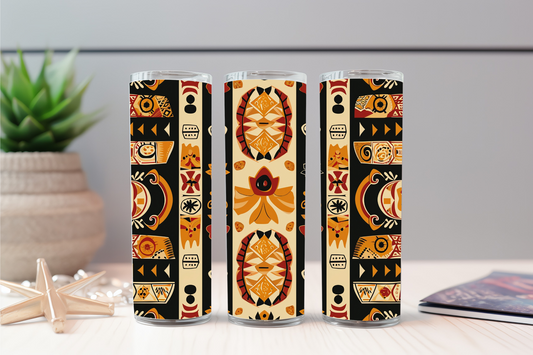 Tribal Tumbler Cup- African Pattern Design Cup-Black Culture Empowerment Cup