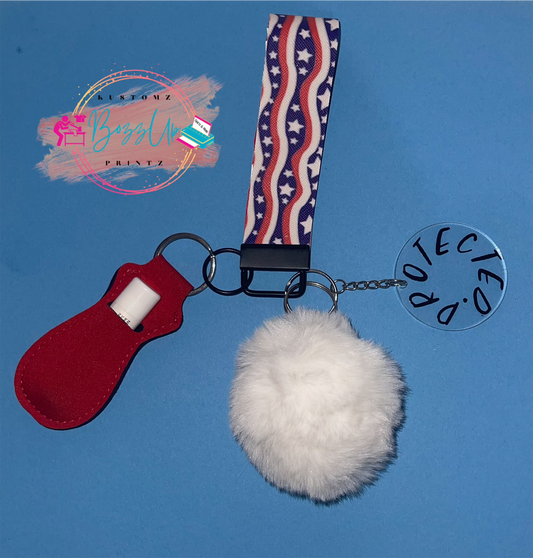 Patriotic Chapstick keychain