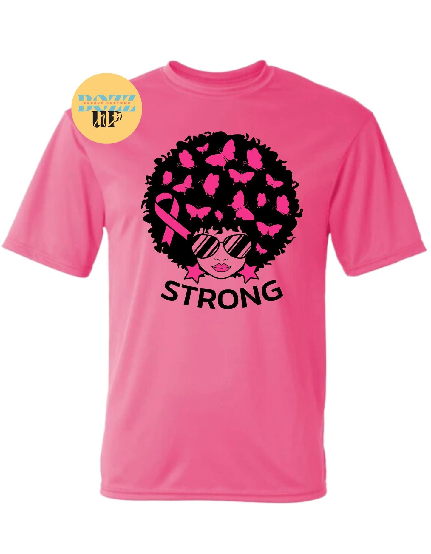 Strong-Breast Cancer Shirts-Afro Woman - BozzUp Kustomz
